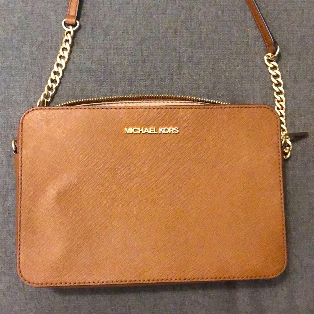 Tan leather Michael Kors crossbody bag